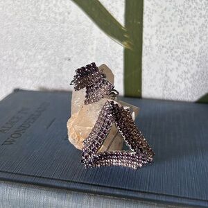 Vintage Purple Rhinestone Brooch and Clip Earrings